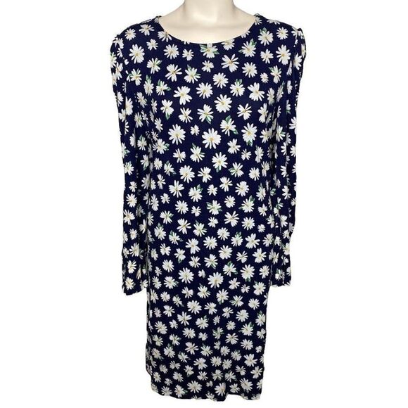 Old Navy Dresses & Skirts - Old Navy Blue White Daisy Floral Long Sleeve‎ Shift Dress Sz XL